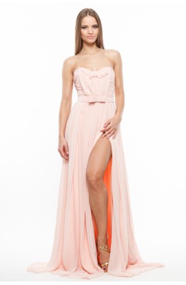 Rochie de seara din voal cu centura cu funda