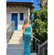 Rochie Bleu cu franjuri