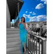 Rochie Bleu cu franjuri