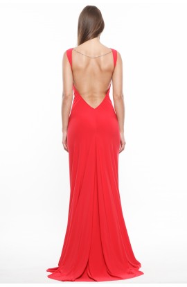 Rochie lunga din lycra rosie.